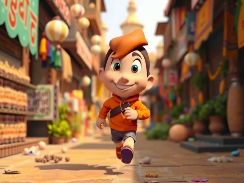 Ginger Dash Explorer main character running through Indian street market